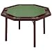 Mahogany Finish Octagonal Poker Table with Green Vinyl Top
