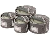 China Dinnerware Storage - Deluxe Quilted Microfiber (Light Gray) (12H x 12.25W x 6D)