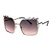 Womens Rhinestone Iced Out Rectangular Butterfly Metal Rim Sunglasses Gold Pink Smoke