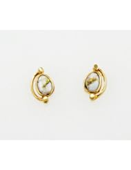 Gold Quartz and Solid 14k Gold Stud Earrings