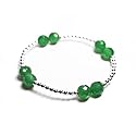 apop nyc Sterling Silver Beaded 8mm Genuine Green Jade Gemstone Bracelet Stretch