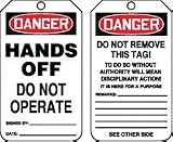 Accuform 5 7/8 X 3 1/8 PF Cardstock Accident Pairevention Tag Danger Hands Off Do Not Operate With Disciplinary Action Warning On Back