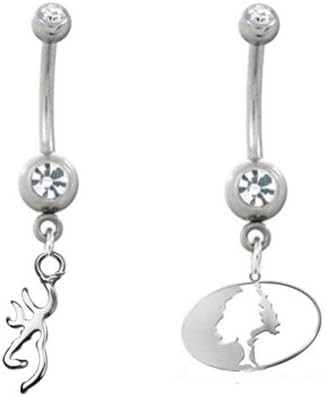 Licensed Browning Charm Belly Button Ring & Mossy Oak Belly Ring Set