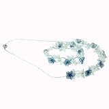 Clear Blue Flower Bead Necklace and Bracelet - 18 Necklace - 8 Bracelet - Magnetic Clasp