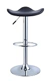 Black and Chrome Saddle Seat Adjustable Height Bar Stool (Set of Two)