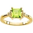 14K Yellow Gold Peridot and Diamond Ring