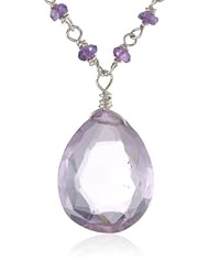 Sterling Silver Amethyst Drop Necklace, 16.5"