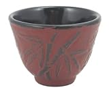Cast Iron Tea Cup -Burgundy Red bamboo