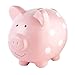 Pearhead Large Ceramic Piggy Bank, Ideal for Boys and Girls, Kids Money and Coin Bank, Perfect Baby Girl Nursery Décor, Gift and Newborn Keepsake, Pink Polka Dots