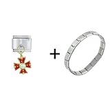 31UoUutM7qL. SL160  Rhinestone Celtic Cross Red Italian Charm Bracelet