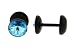 Black Bioflex Fake Plug with Sky Blue - 16g Ear Wire - 2G Fake (Sold as Pair)