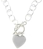 Fiorentino Silver Heart Charm Toggle Necklace