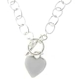 Fiorentino Silver Heart Charm Toggle Necklace