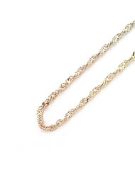 14K Gold 1mm Italian Singapore Chain Necklaces ( Available Length 16", 18", 20", 22", 24")