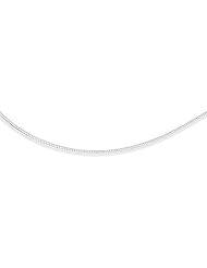 Sterling Silver 18 Inch Rhodium Plated Round 1mm Omega Necklace