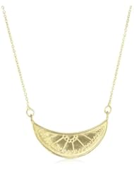 Katie Diamond "Mendhi" Yellow Gold Engraved Crescent Necklace