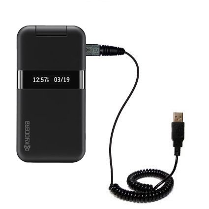 Coiled USB Cable for the Kyocera Tomo S2410 with Power Hot Sync and Charge capabilities - uses Gomadic TipExchange Technology