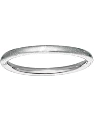 Rhodium Plated 7 Inch Textured Stardust Diamond Cut Bangle in 925 Sterling Silver