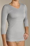 Flexees Women's Fat Free Dressing Back Smoothing 3/4 Sleeve Top,Heather Grey,XX-Large