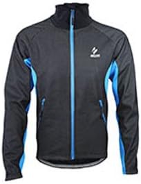 LOOGU Waterproof Cycling Jacket Suit Set Thermal Fleece Bicycle Long Sleeve Jacket, 3D Cushion Padded Pants Breathable - Blue& Black