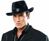 Mens Adult Halloween Costume Hats Mafia Mob Gangster Sopranos Black Velvet Black Satin Band Fedora...