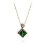 14k Yellow Gold Created Emerald Princess Cut and Diamond Pendant, 17"