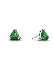 Genuine Emerald 14kt White Gold Stud Earrings