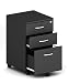 Filing Cabinet Black High Gloss on Wheels Pedestal with Lock Office Furniture