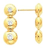 14K White or Yellow Gold Three-Stone Diamond Earrings - 0.50 Ct., 1.00 Ct. or 1.50 Ct. (ALSO AVAILABLE WITH GEMSTONES)