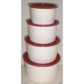 Tupperware One Touch Topper Canister Set Passion Red