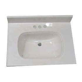 Crane Plumbing Doverstone Marble Lavatory Vanity Top with Recessed Sink, White #8939-1