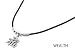 Sterling Silver Pendant Necklace with Chinese Character - "Wealth" - 2mm Rubber Cord - 16mm Pendant Height