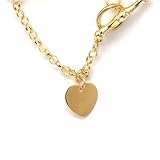 Image of 9ct Yellow Gold Tiffany Style Bracelet With Heart Pendant And T-bar Closure by Jakob Strauss