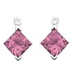 14K White Gold Pink Tourmaline and Diamond Earrings