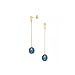14K Yellow Gold Black Pearl Drop Earrings