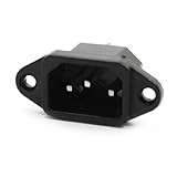 uxcell　C14電源プラグ　電源インレットソケット　C14プラグパネルマウント　ブラック　AC 250V 10A 3P