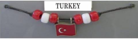 Country Flags Metal Pendant Fan Chokers Necklaces - Europe (3-Pack, Country: Turkey)