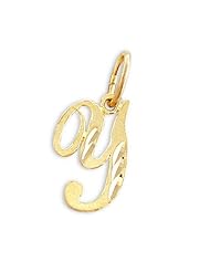 Cursive Y Initial Solid 14k Yellow Gold Letter Pendant