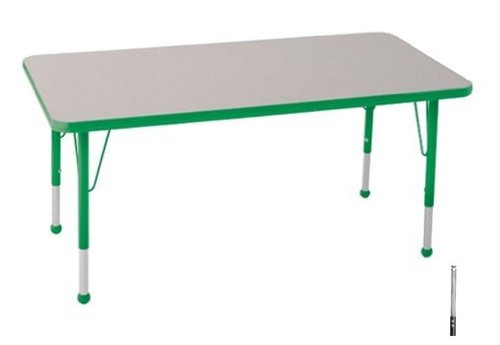 Early Childhood Resource ELR-14110-GGN-TS 30 in. x 48 in. Gray Rectangular Adjustable Activity Table with Green Edge and Green Toddler Legs Nylon Swivel Glides
