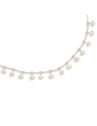 16 Inch Liquid Silver with 15 White Cultured Freshwater Pearls Necklace