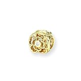 Diamond Flower Charm in Yellow Gold for Pandora and most 3mm Bracelets