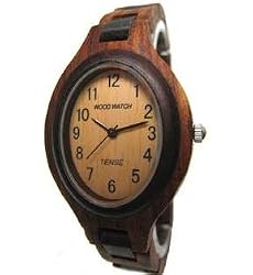 Tense Natural Solid Dark Sandalwood Ladies Hypo-allergenic Wood Watch L7301SD Unique