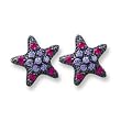 Rhodium Plated Sterling Silver Star Earrings with Multicolor Cubic Zirconia - 1.9mm