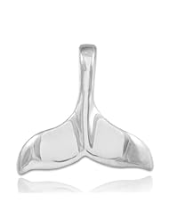 White Gold Dolphin Whale Tail Pendant (14k)