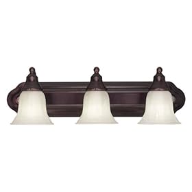 Richland - 3 Light Bathroom Vanity Lighting Fixture - Royal Bronze - White Alabaster Glass...