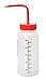 Vestil BTL-WW-16R-LBL Wide Mouth Low Density Polyethylene (LDPE) Round Squeeze Wash Bottle with Label and Red Cap, 16 oz Capacity, Translucent