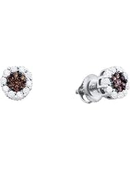 1.0CTW COGNAC DIAMOND LADIES FLOWER EARRING