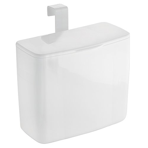 InterDesign Una Tampon Holder for Bathroom, Over Cabinet or Over Toilet Tank Storage for Feminine Hygiene Products, Sanitary Napkins - Large, White