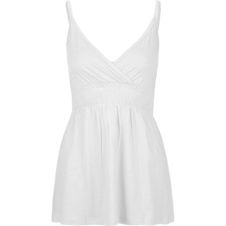 FULL TILT Smocked Babydoll Tank - White