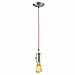Globe Electric 1-Light Vintage Edison Mini Pendant, Red Designer Woven Fabric Cord, Brushed Steel Finish, 64755